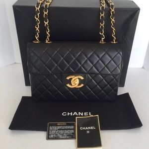 CHANEL XL 24K Gold Plated Single Flap Bag Lambskin